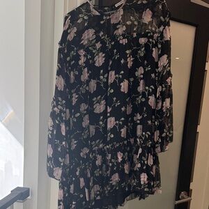 Ulla Johnson Black Floral Mini Dress